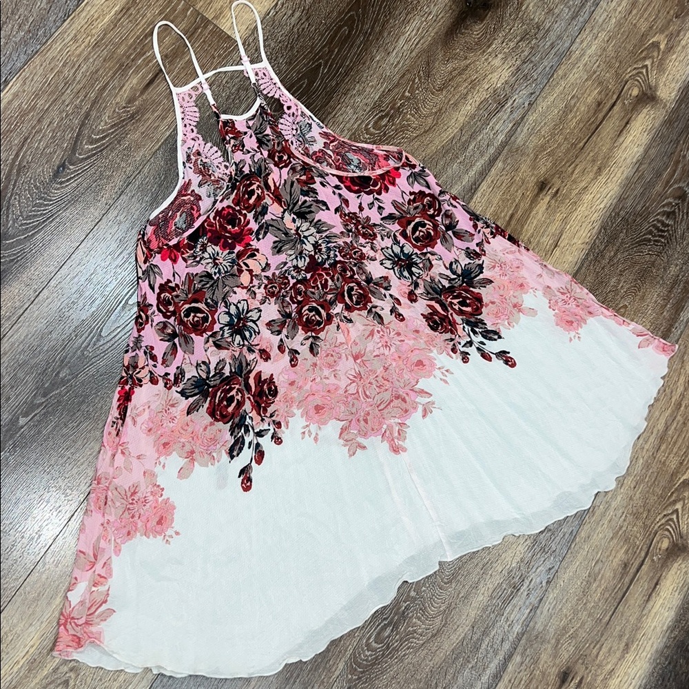 Free People “Floral Haze” Lace Trim Mini Slip Dress in “Tea Combo” 💕 - Picture 9 of 12